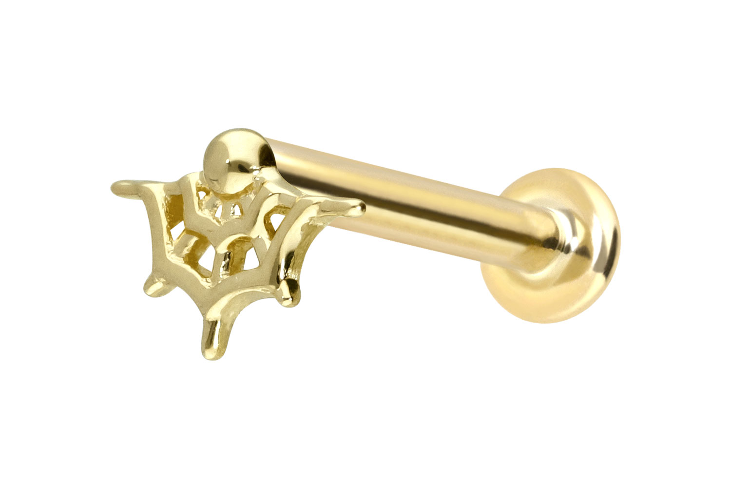 14 Karat Gold Labret Piercing mit Push Fit SPINNENNETZ
